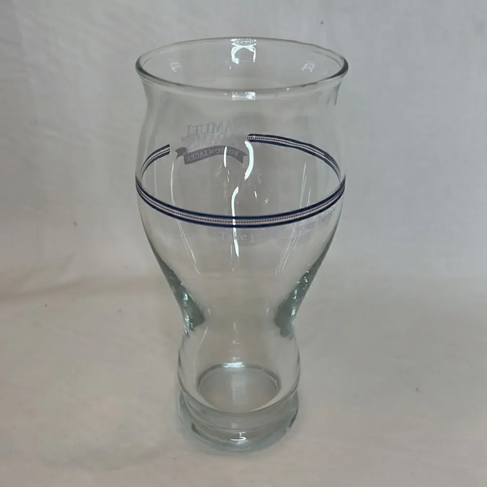 Samuel Adams Boston Lager Beer Glass 16 Oz 6 1/2 In Tall 3 In Round Blue Red